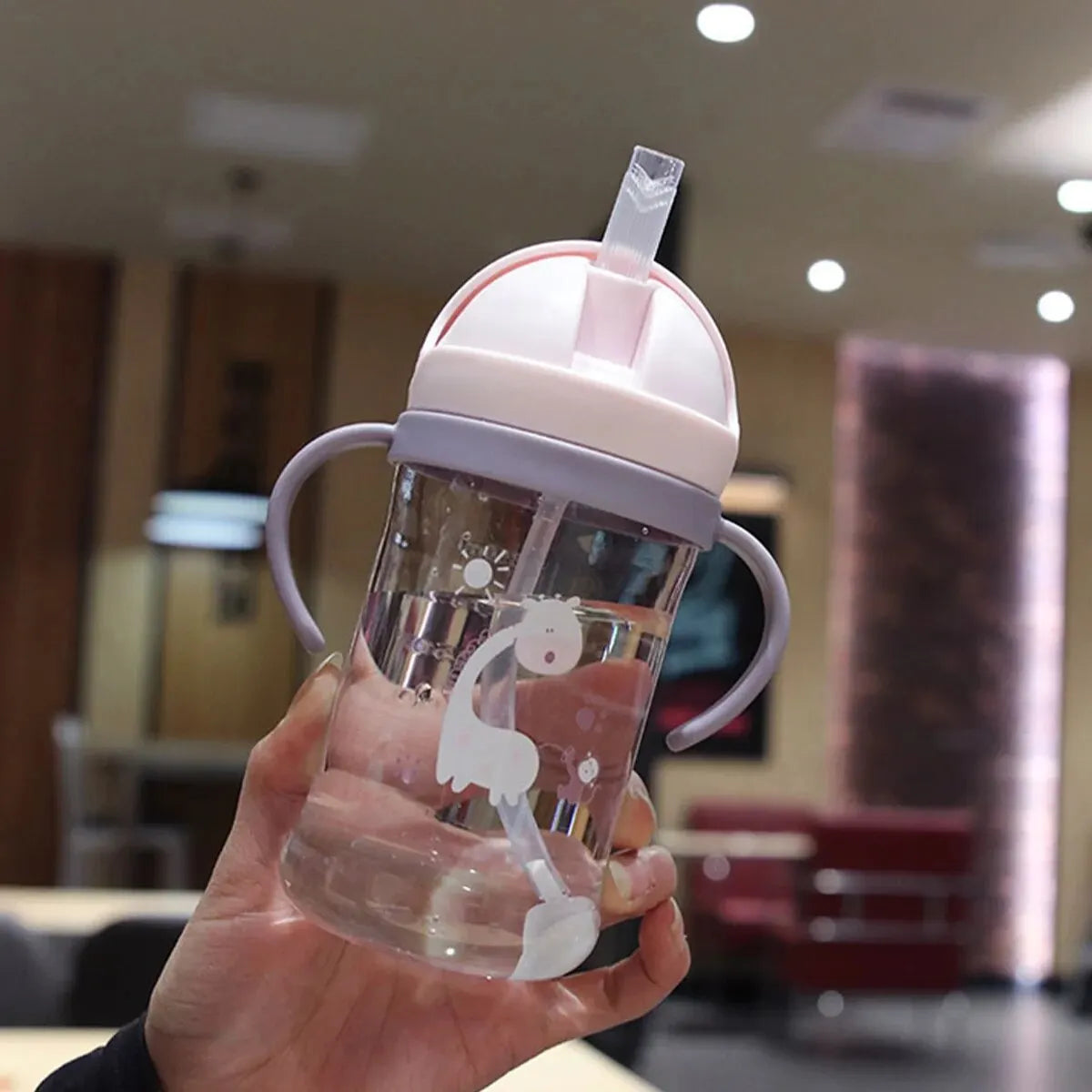 Botella de Agua 350ml para Niños | Pitillo con Bola de Gravedad | Antiderrame 🍼