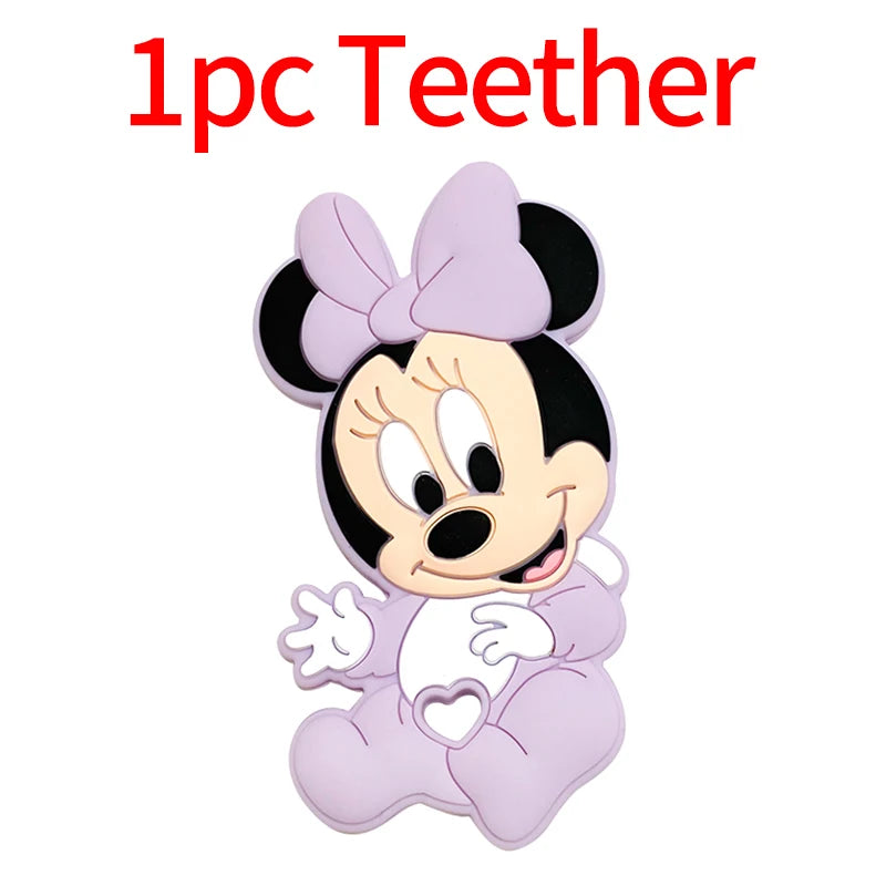 1/3/10pcs Silicone Mickey Teething Beads Food Grade Cartoon Shape Baby Teethers Toys DIY Pacifier Clips Chain Accessories