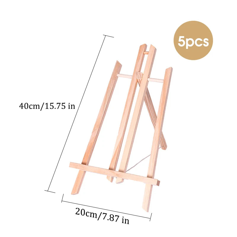5 pcs Mini Wooden Easel for Mobile Phone Holders,Folding Desktop Display,Triangle Bracket,Drawing Board,Art Supplies
