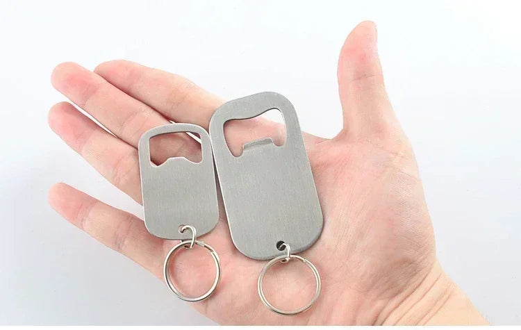 Metal Portable Creative Stainless Steel Bottle Opener Keychain Soda Drink Starter Portable Bottle Openers Bar Key Chain Pendant