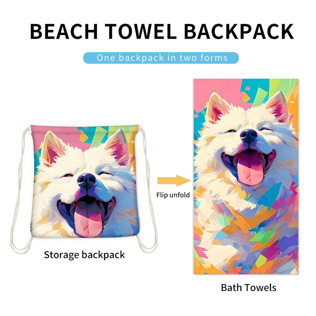 Toalla de Playa 2 en 1 Plegable con Bolsa - Microfibra Secado Rápido para Viaje