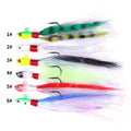 6PCS Bucktail Jigs Head Hook 3D Eyes Bait 7g 10g 21g 42g Deer Hair Feather Hook Beard Jigging Lure Fishing