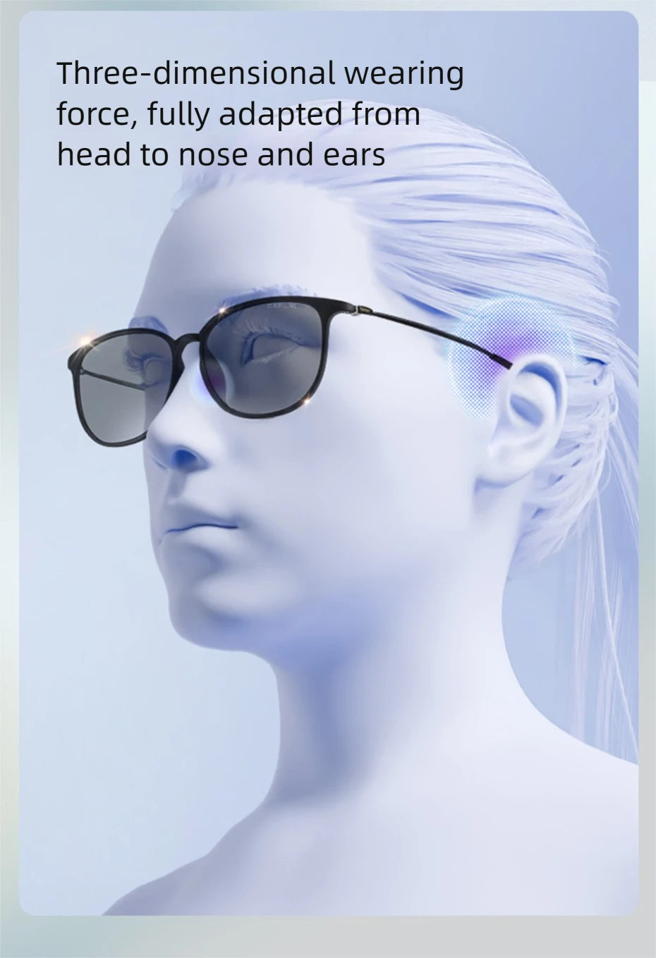 CAPONI Oval Men's Sunglasses Photochromic Polarized Sun Glasses For Men Protect UV Ray Super Light Driving Black Glasses BS520