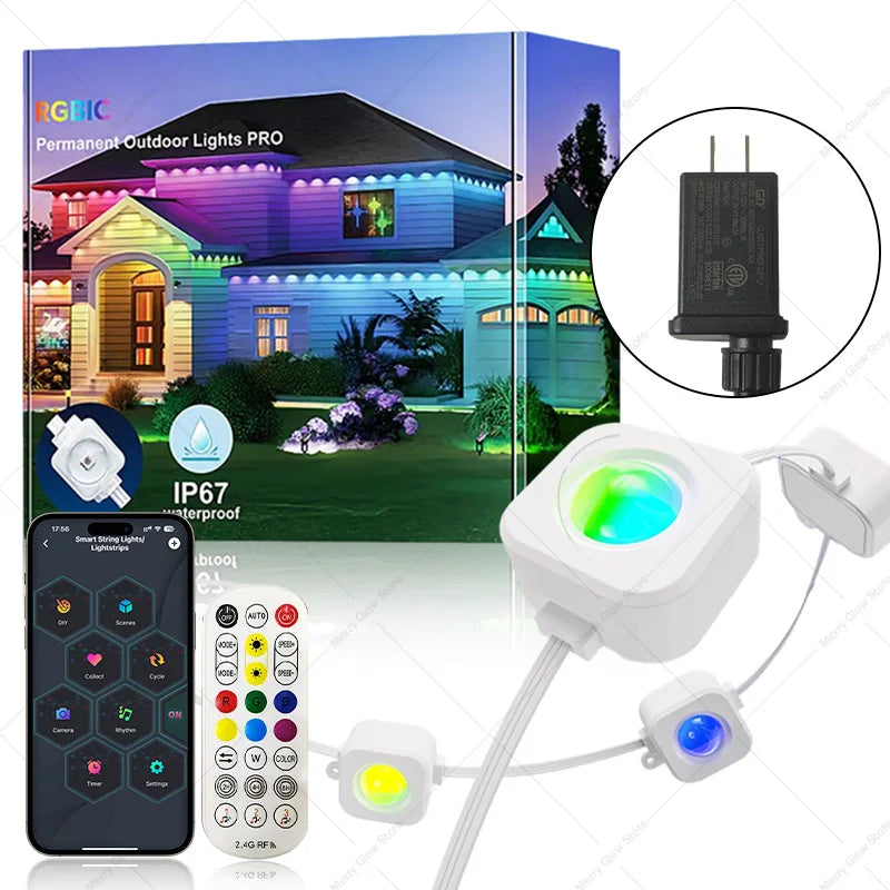 Luces Alero Exterior MIMIRGB 60m | 120LEDs RGBIC | IP67 | Alexa | Halloween y Navidad | Casa Completa - Firu Total Sales