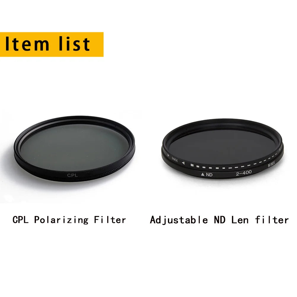 Variable ND Filter for Camera Adjustable Neutral Density Lens Filter (ND2-ND400) - 37 40.5 43 46 49 52 55 58 62 67 72 77 82 mm