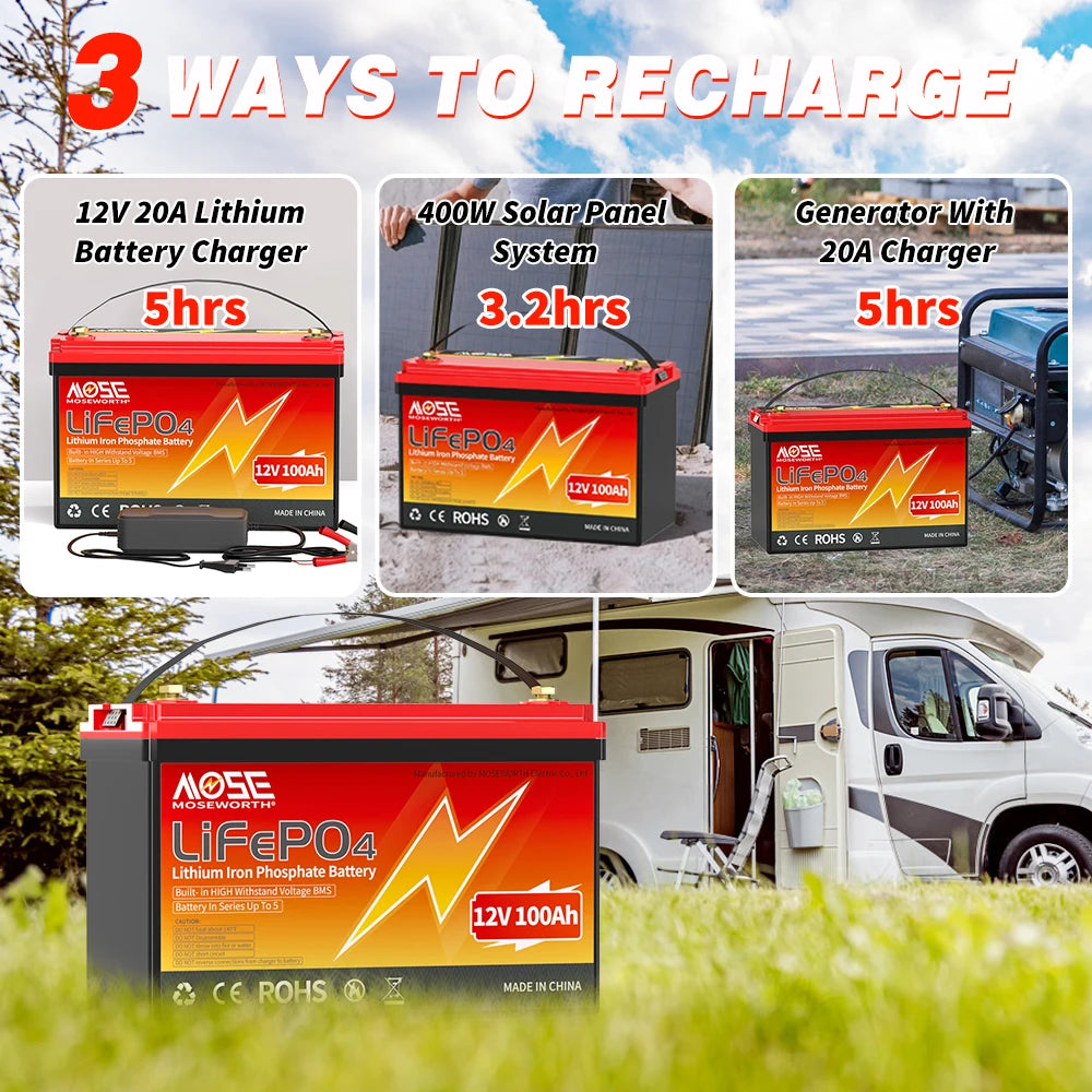 Batería LiFePO4 12V 6Ah-300Ah con BMS | Recargable | Solar y Ciclo Profundo 🔋