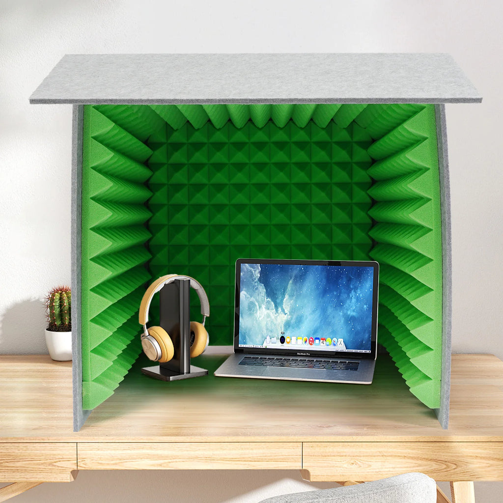 60x60x60cm Desktop Soundproof Cover Vocal Sound Absorbing Shield Acoustic Foam 62mm Total Thickness,Easy to Assemble for Home