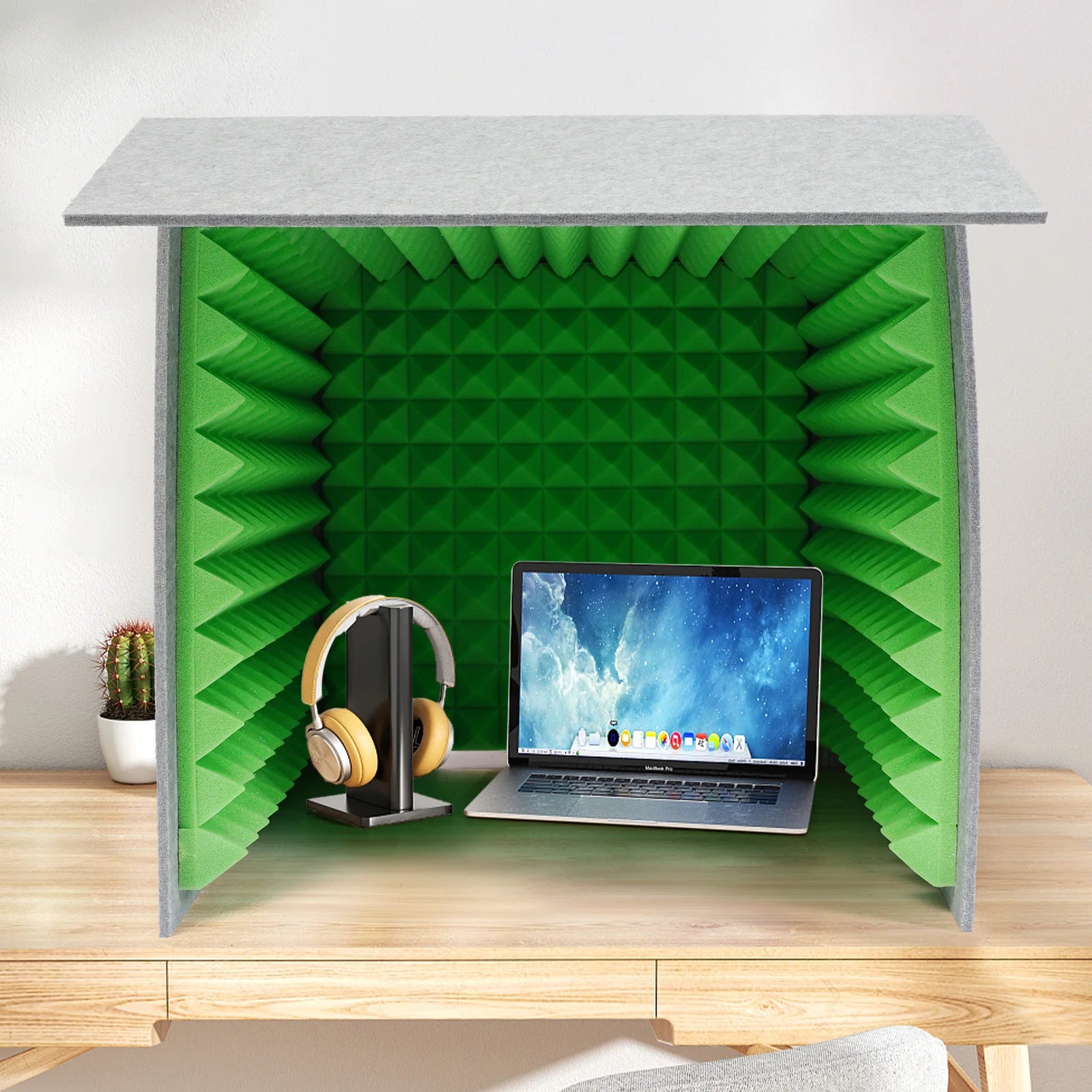 60x60x60cm Desktop Soundproof Cover Vocal Sound Absorbing Shield Acoustic Foam 62mm Total Thickness,Easy to Assemble for Home
