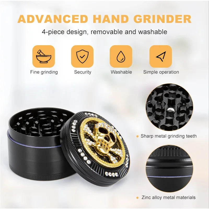 40mm/50mm /62mm 4 Layers Herbal Grinder Pepper Pot Spice Tobacco Mill Aluminum Alloy Dry Herb Crusher Smoking Cigarette Tools