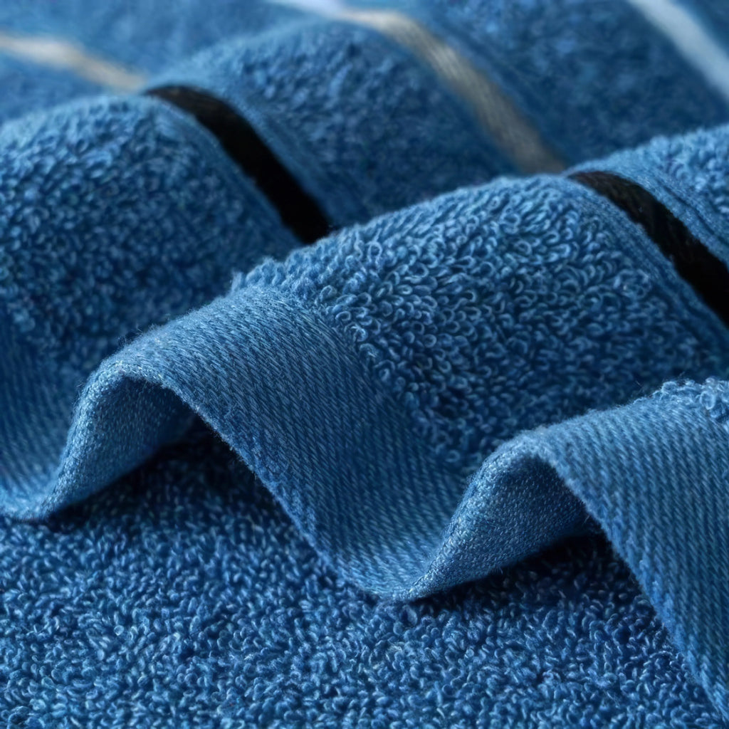 2Pcs Blue Three-Stripe Gym Towels – Soft Quick-Drying Towels with Classic Design for Fitness and Travel