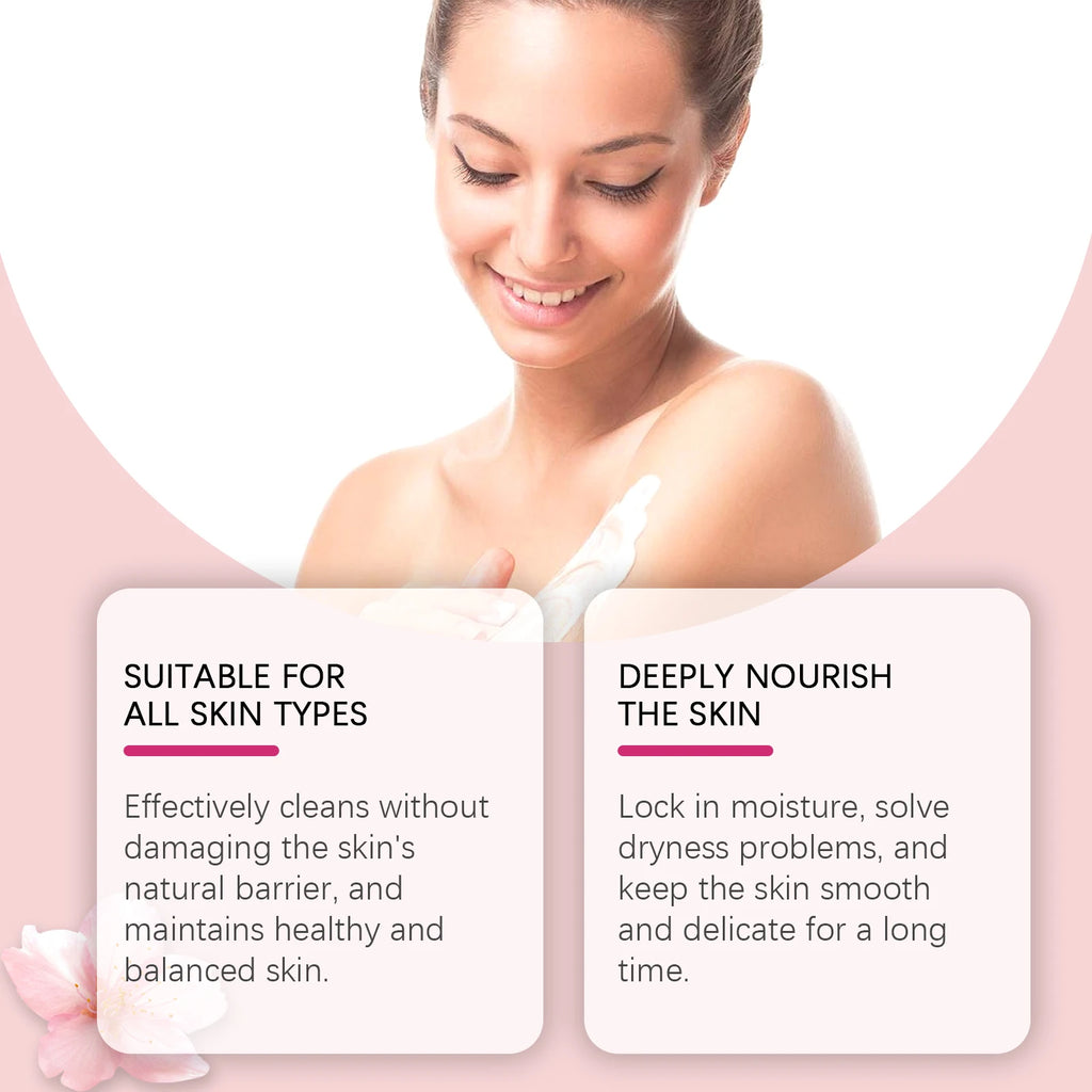 EELHOE Sakura Flower Body Skin Care Set Lasting Moisturizer Body Lotion for Brightening Skin Lightening Shower Gel Perfume Spray