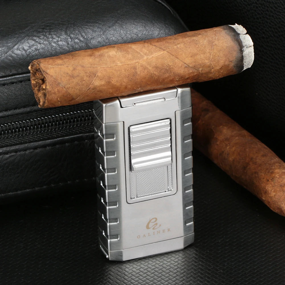 GALINER Torch Lighter Windproof Jet Gas Cigar Lighter Top Cigar Holder Smoking Gift Set With Gift Box
