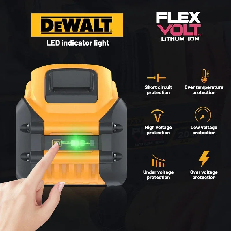 DeWALT Original Battery 20V/60V 6Ah 9Ah MAX FlexVolt for DeWALT DCB606 DCB205 DCB206 DCB209 DCB182 Power Tool