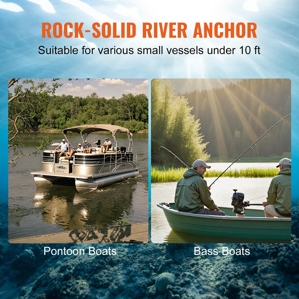 SucceBuy River Anchor 12 lbs Boat Anchor Cast Iron Black Vinyl-Coated with Shackle,  Mushroom Anchor Fit for Boats Up To 10 ft