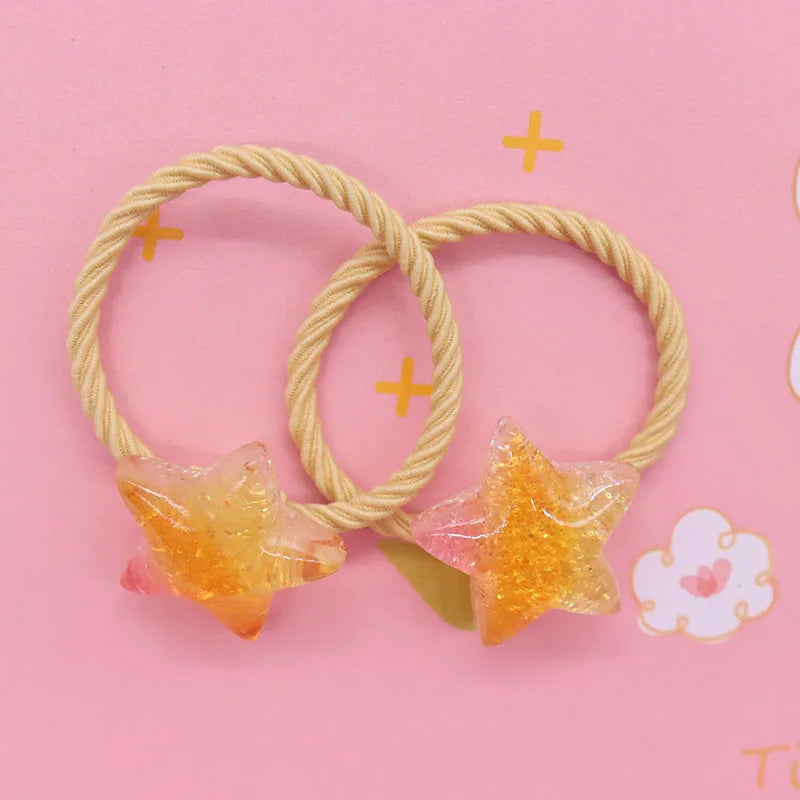 2Pcs/Set Halloween Gift Resin Strawberry Hair Accessories Colorful Hair Ties Children's Rubber Bands Kid Headband Scrunchies
