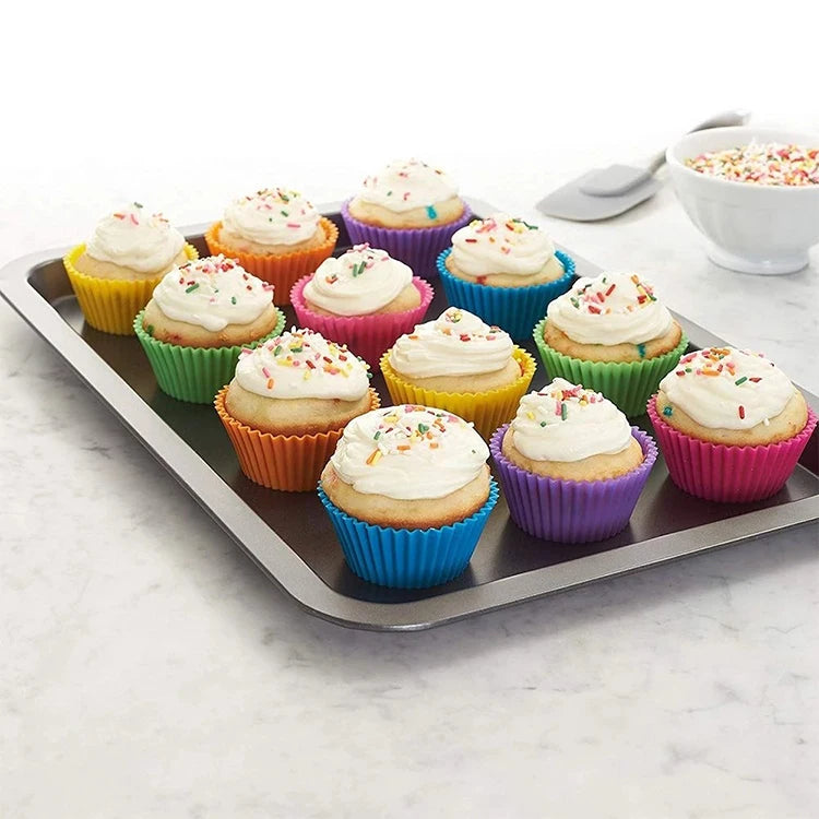12pcs Moldes Redondos de Silicona para Muffins y Cupcakes | Air Fryer | Alta Temperatura 🍰