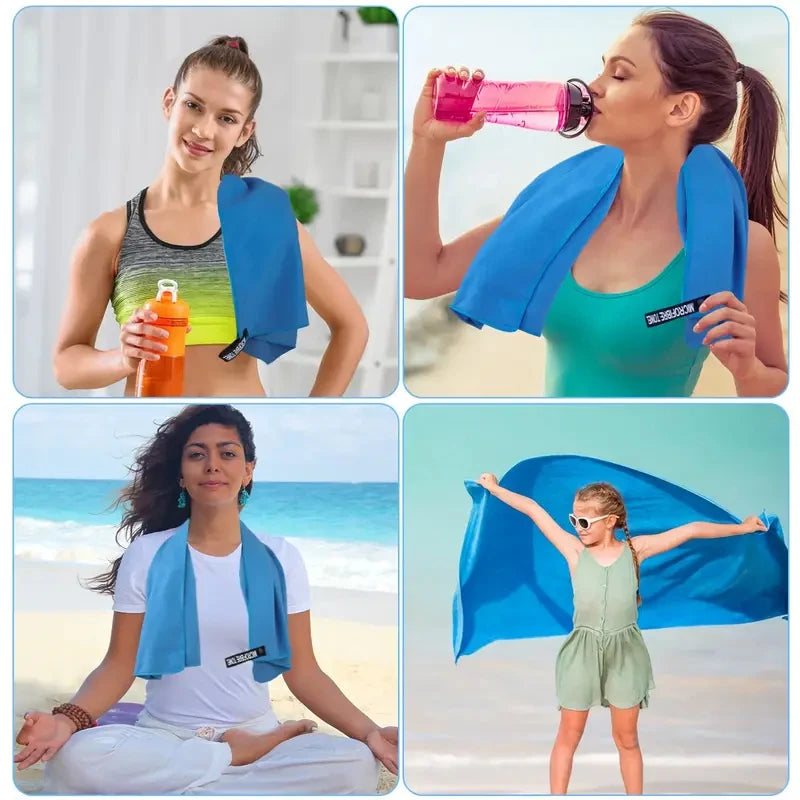 2-pcs Microfibre set sports towel fitness swimming towel body bath towel canbeused for yoga running camping beach WashclothTowel