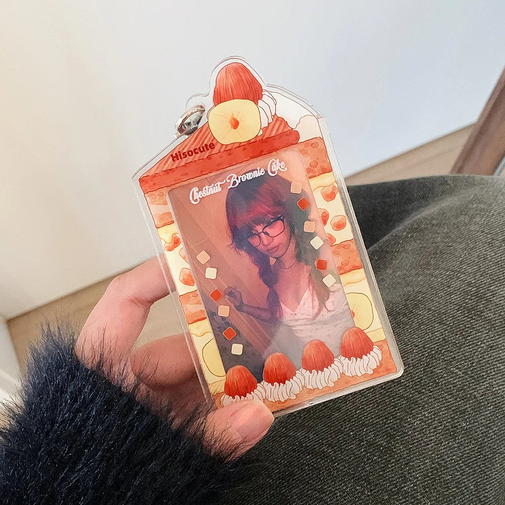 MINKYS Summer Fruit Acrylic 3 inch Kpop Photocard Holder Photo Card Holder Bag Pendant School Stationery