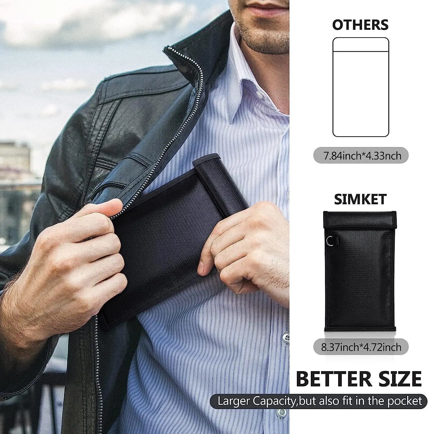 Car Key Signal Blocker Bag Waterproof Fireproof RFID Blocking Pouch Faraday Bag for Car Keys Phone Wallet Anti-Theft Protection
