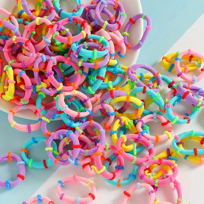 50 Pieces of Colorful Elastic Headband Set Bamboo Style Children's Hair Rope Simple Style Ponytail Suitable For Women And Girls