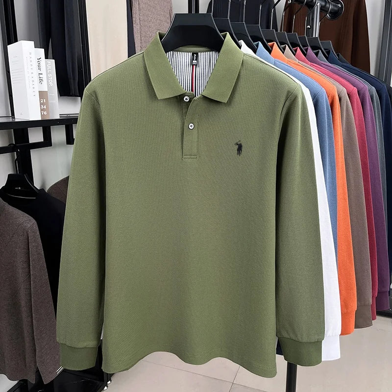 Polo Manga Larga 100% Algodón con Bordado de Pony | Casual Business Hombre 👔