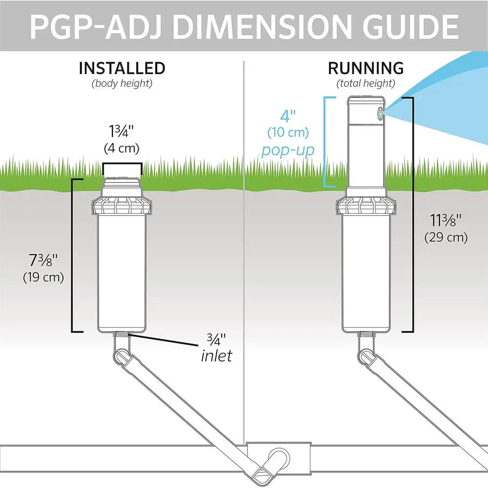 Adjustable 3/4 Rotor Sprinkler, 40°-360° Arc, 4 Gear Drive, 22-52ft Spray, 3.0 GPM Nozzle Included
