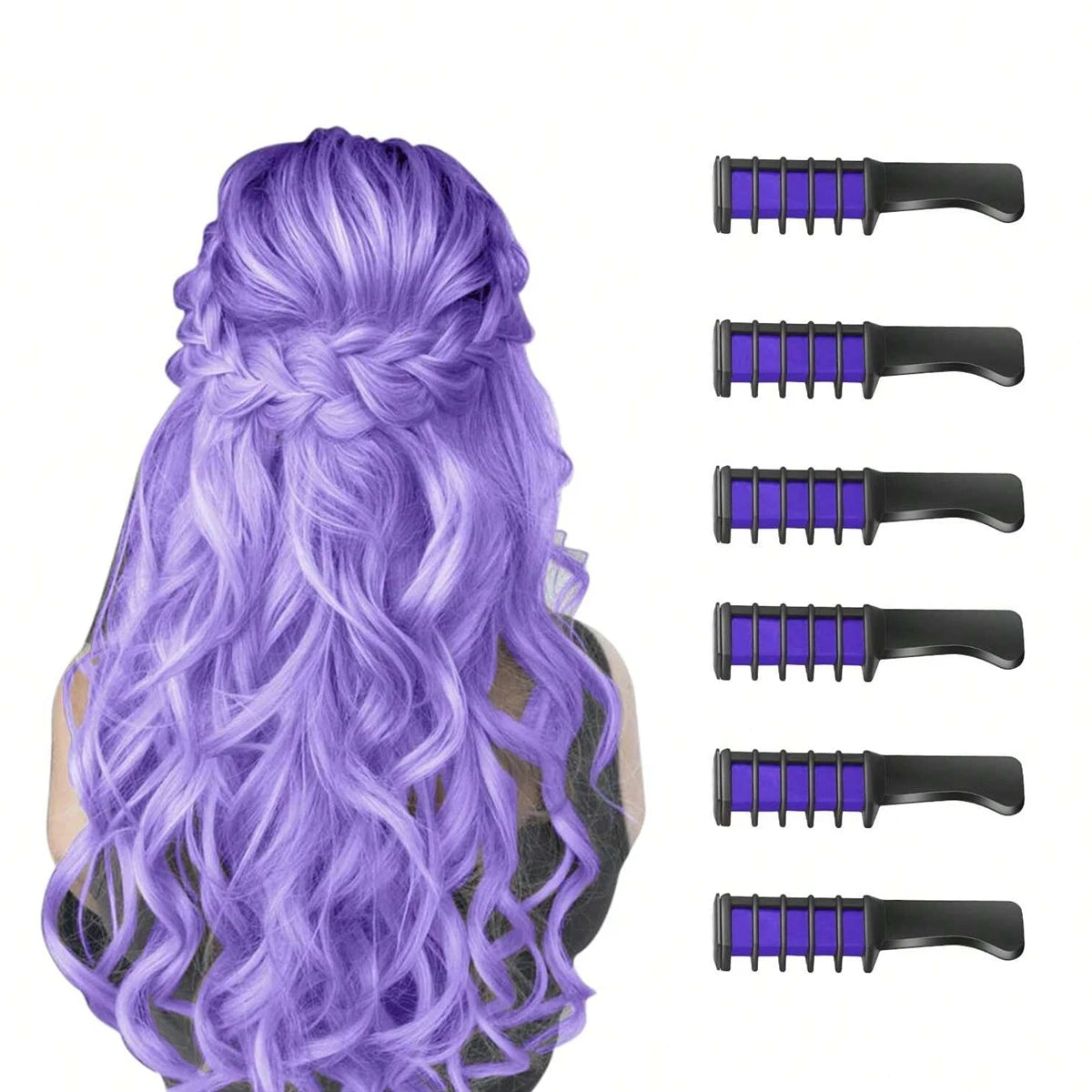 6-Piece Temporary Hair Dye Set, New Chalk Comb Temporary Washable Hair Dye, Suitable for Girls' Birthday Role-Playing DIY