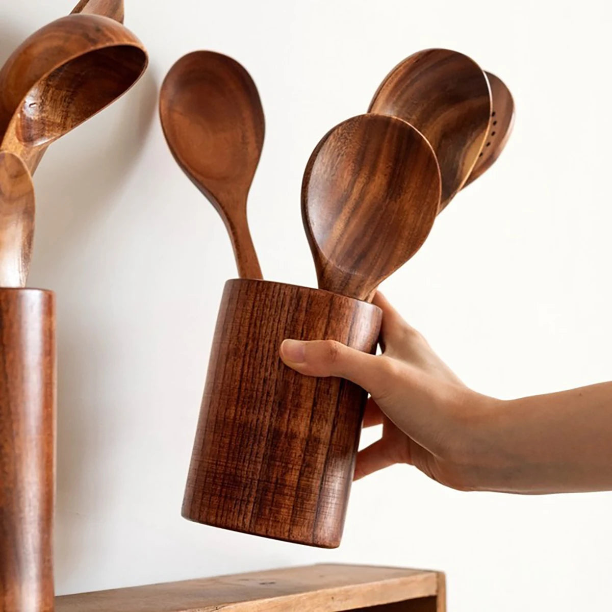 Wood Kitchenware Cooking Set Household Spatula Spoon Set Salad Spoon Fork Stirring Spoon Kitchen Baking Set