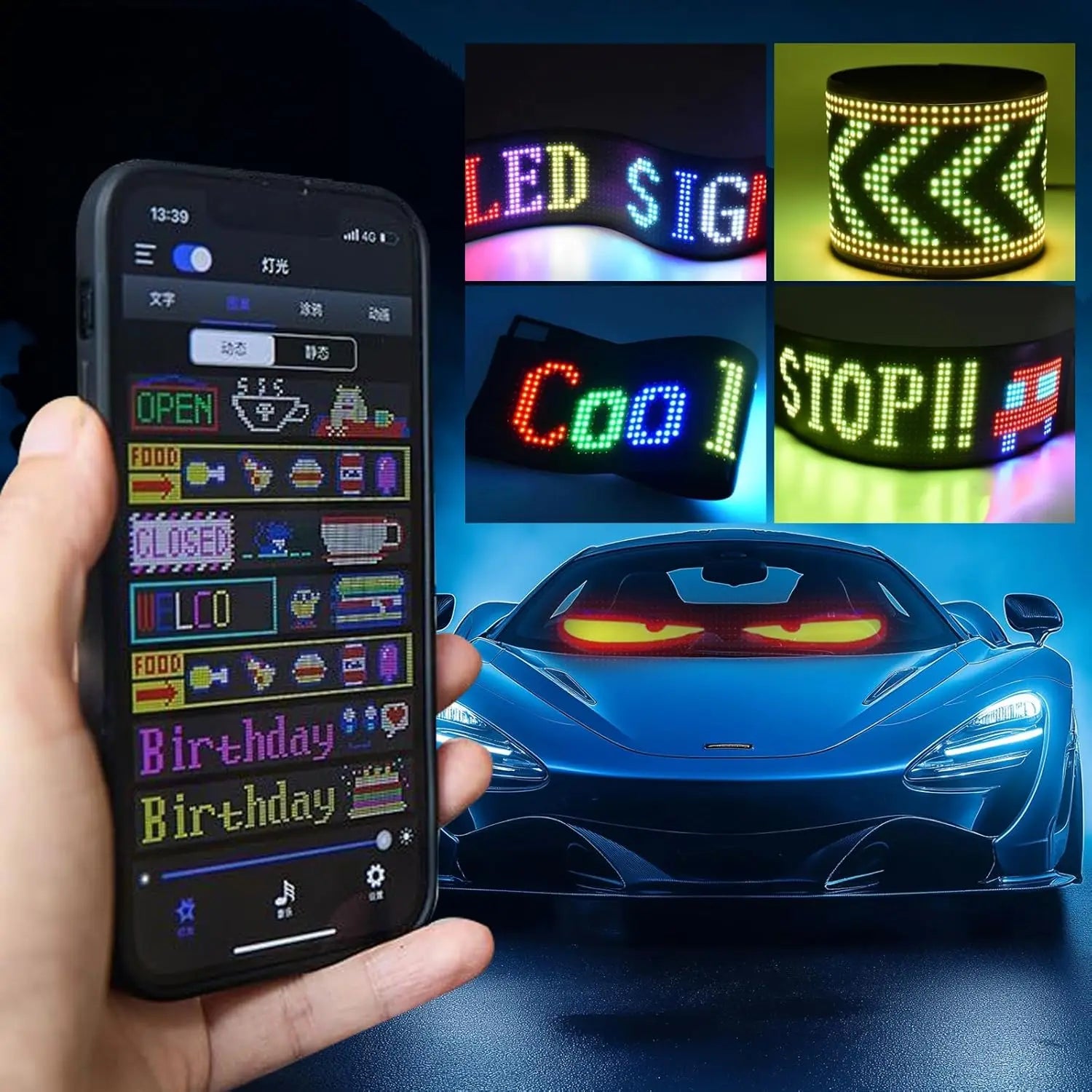 MIMIRGB Pantalla LED Flexible Programable | Devil Eyes | Letrero Desplazable | Tienda y Auto