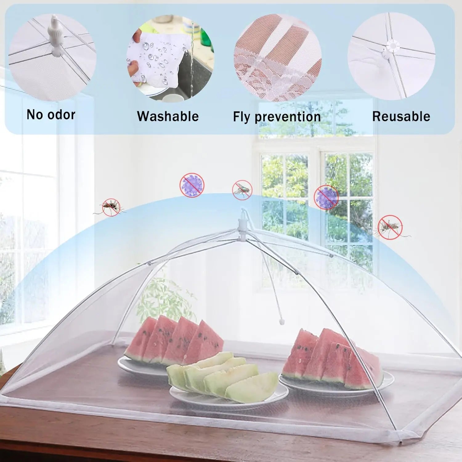 4-Piece Large Mesh Food Cover Tent Set for Outdoor BBQs, Picnics & Parties - Collapsible Design with Storage Bag (2 Sizes)