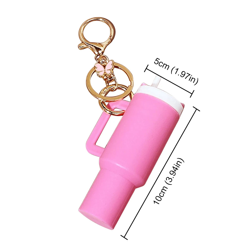 Mini Cup Keychain Lip Balm Keychain Cute Tumbler Key Ring Chapstick Holder Keychain Handbag Charms Key Ring for School Bag