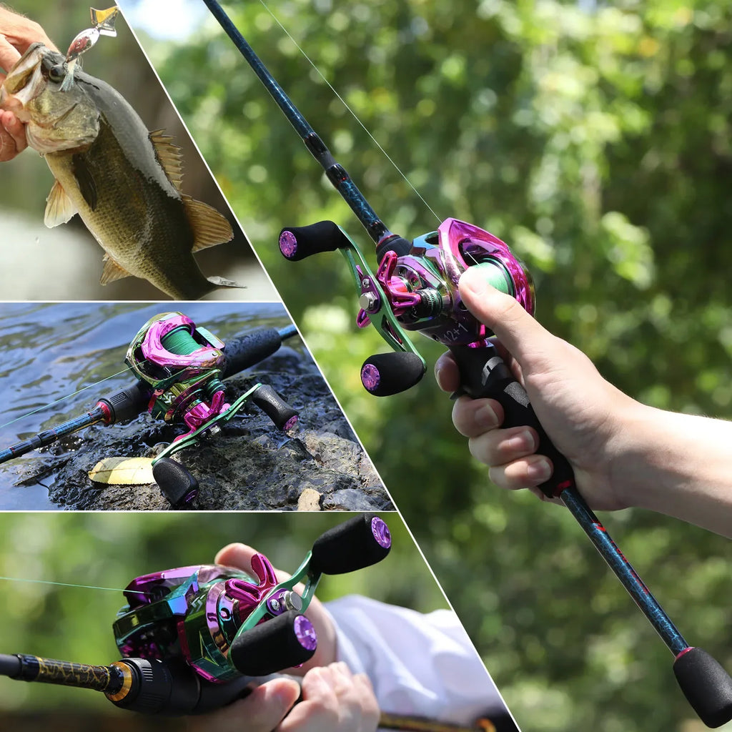 Sougayilang 5-Section Carbon Travel Fishing Rod & Baitcasting Reel | Full Kit + Carrier Bag