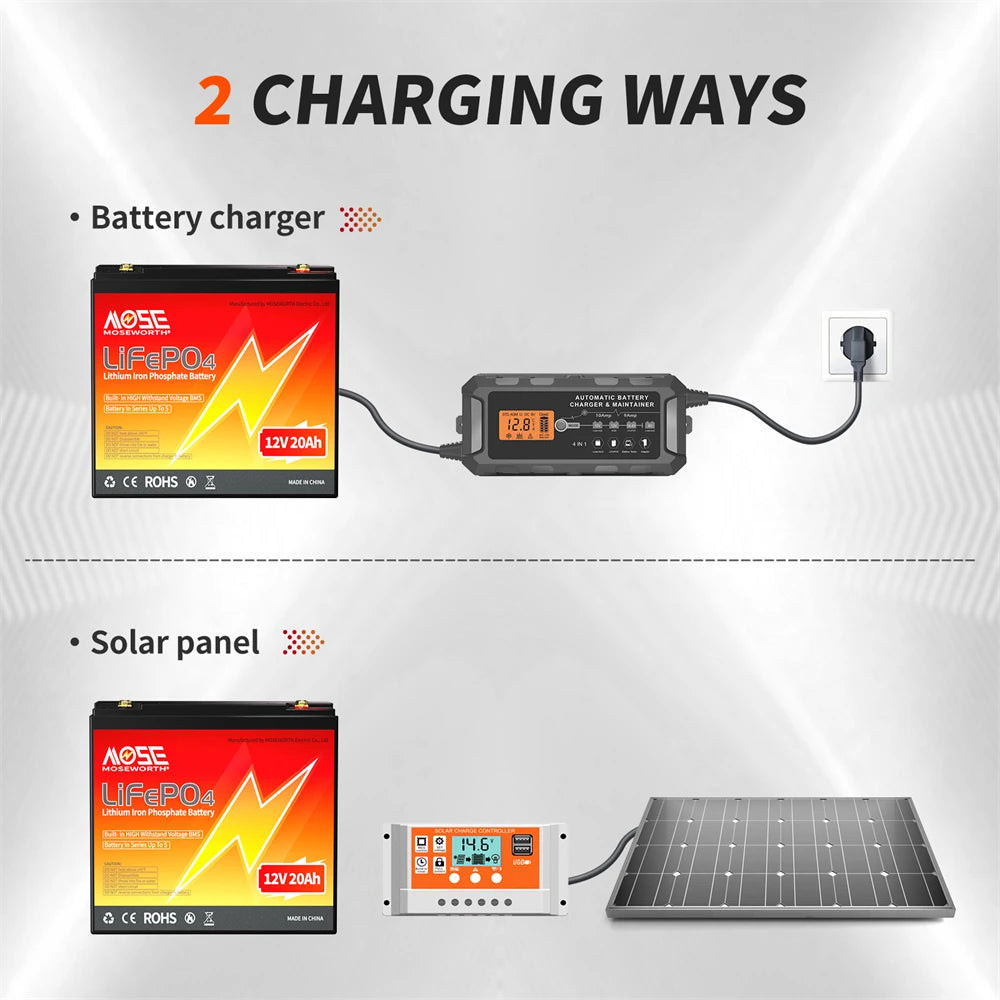 Batería LiFePO4 12V 6Ah-300Ah con BMS | Recargable | Solar y Ciclo Profundo 🔋