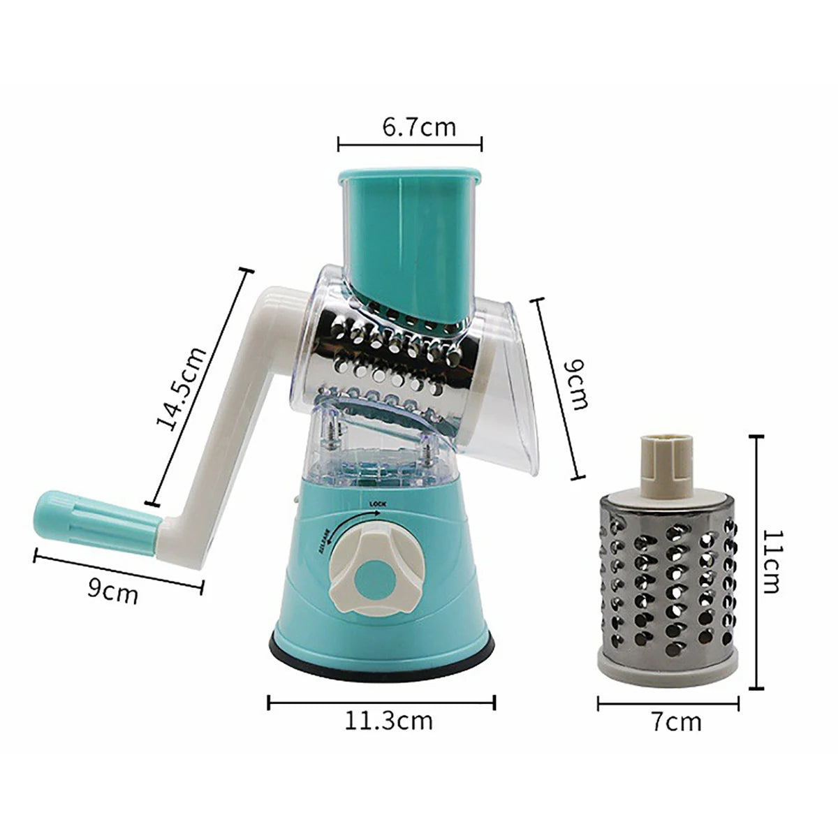 Vegetable Slicer Shredder, 3 Drum Manual Grater for Cheese Peanut Cookie, Multifunctional Kitchen Cutter Chopper Tool