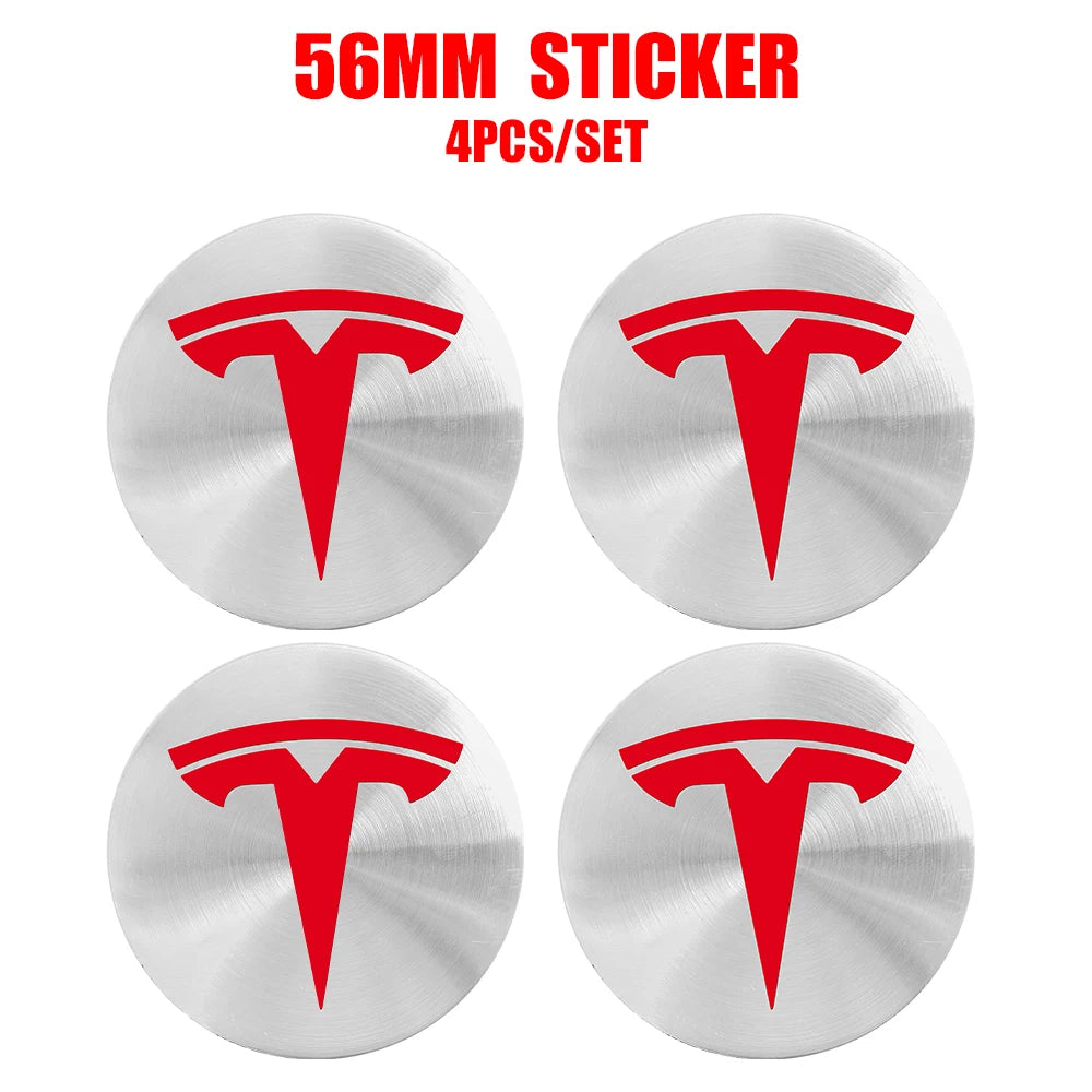 4pcs 56/60mm Car Wheel Center Cover Sticker Tire Hub Cap Badge Covers For Tesla Model 3 Model S Model X Model Y Coil Accessories