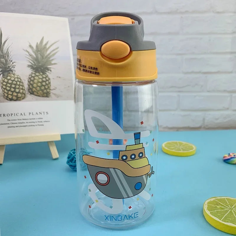Vaso Sippy Cartoon para Niños con Pitillo | Antiderrame | Portátil Exterior 🍼
