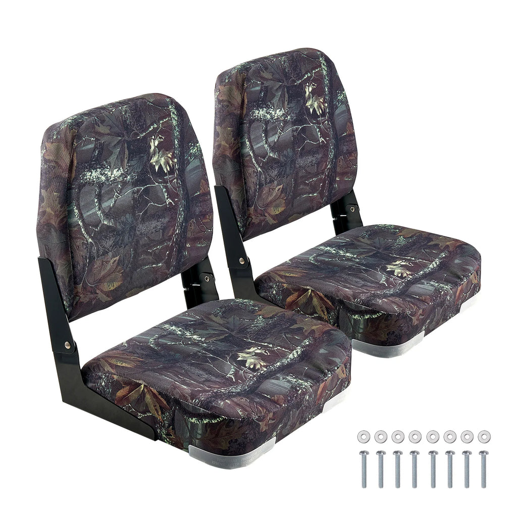 SucceBuy Boat Seat Low Backrest Folding Fishing Seat w/ Thickened Sponge Cushion&PU Polyester Fabric PP Frame Flip Up Boat Seat