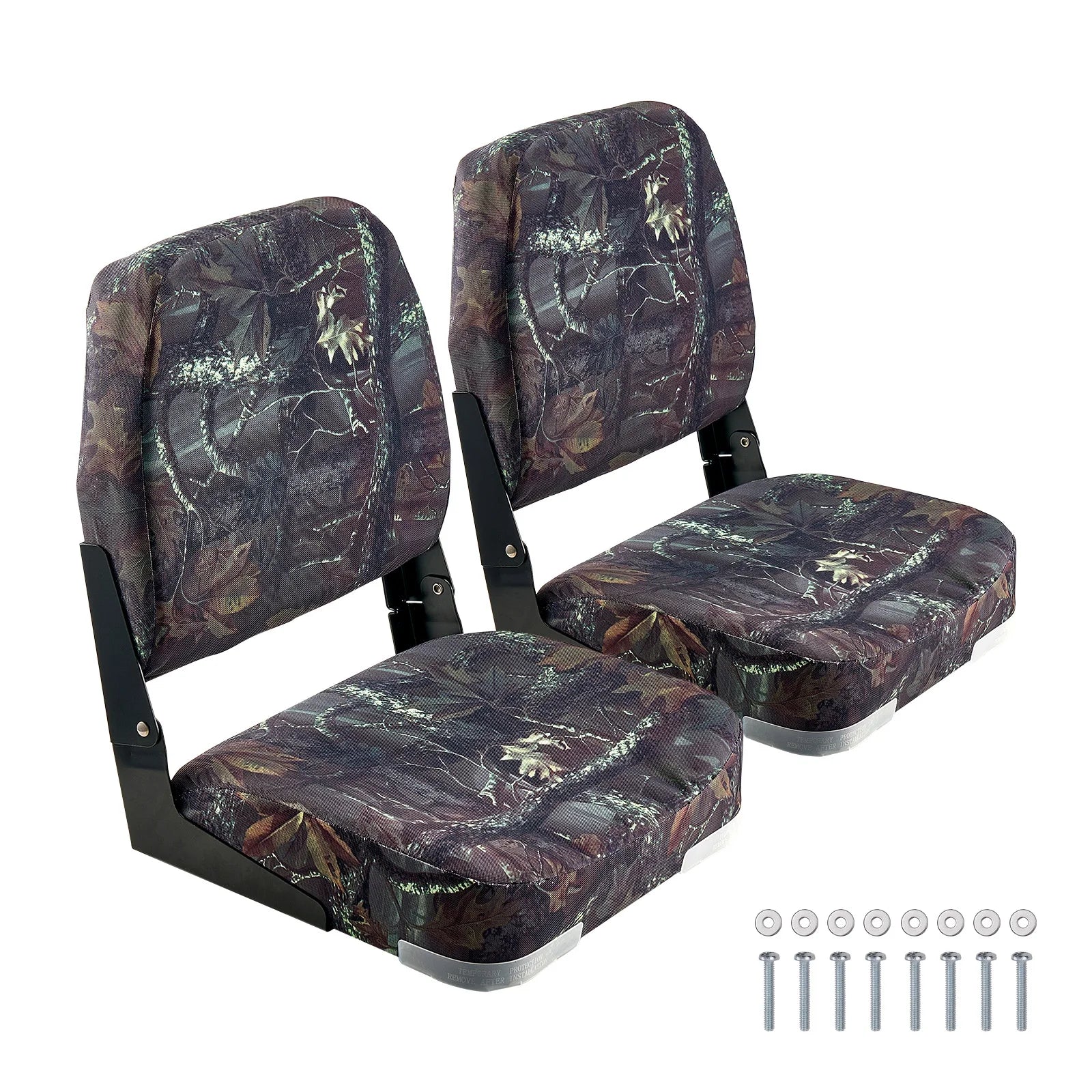 SucceBuy Boat Seat Low Backrest Folding Fishing Seat w/ Thickened Sponge Cushion&PU Polyester Fabric PP Frame Flip Up Boat Seat