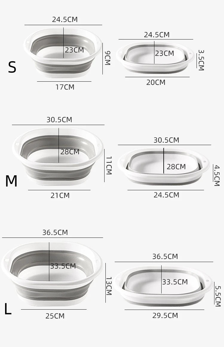 Folding Washbasin Silicone Portable Basin Foldable Bucket Camping Sink Bath Goods Dorm Room Essential Collapsible Laundry Bowl