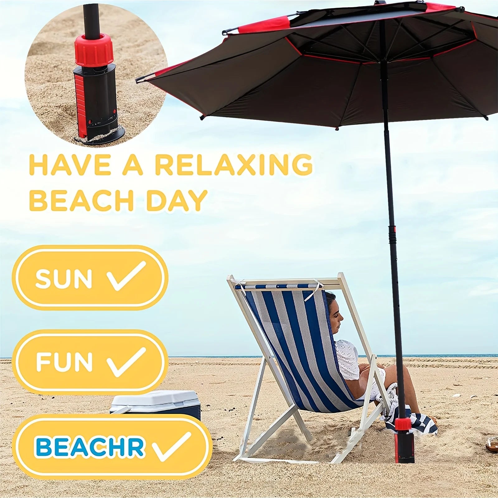 1pc Beach Umbrella Wind Anchor Holder | 360° Anti-Rotation Design | Suitable for 90% of Umbrellas | Universal for Beach Camping