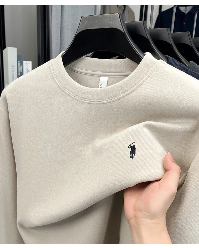 Sudadera de Lujo Manga Larga con Bordado de Pony | Casual Cuello Redondo Hombre 👔