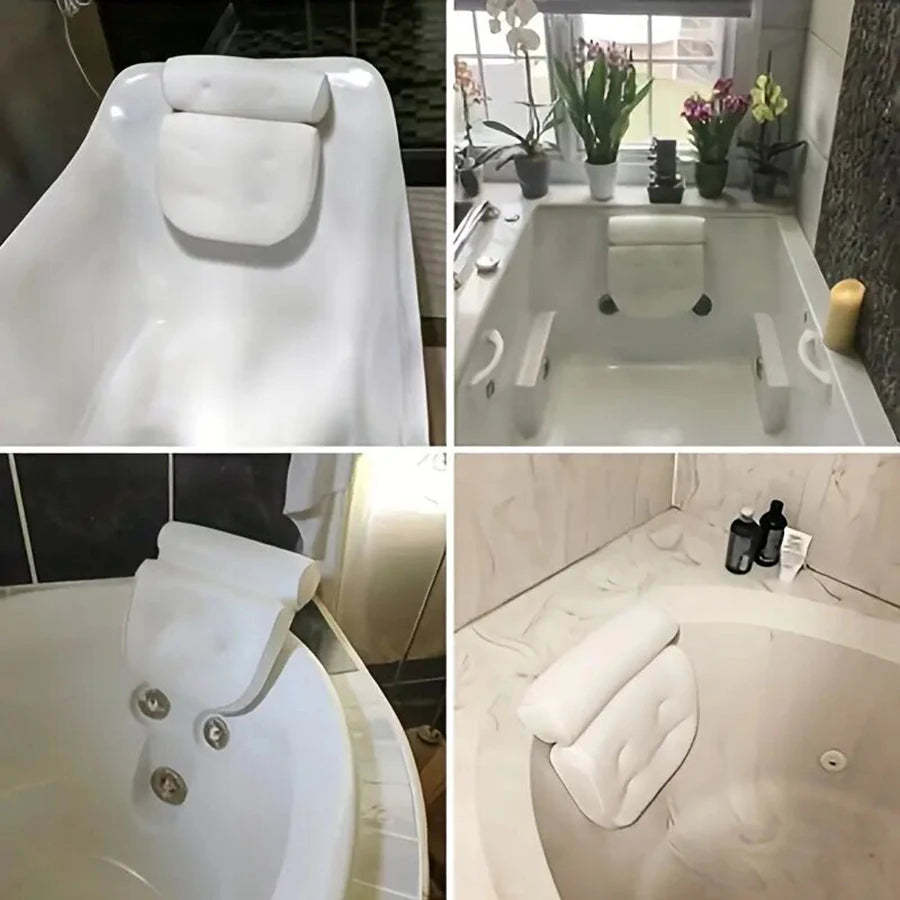 1 spa bathtub pillow with anti-slip suction cups for neck and back support, bathtub/bathroom accessory
