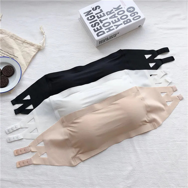 Ice Silk Seamless Strapless Bra | Wireless Soft Crop Tube Top | Women S-XXL