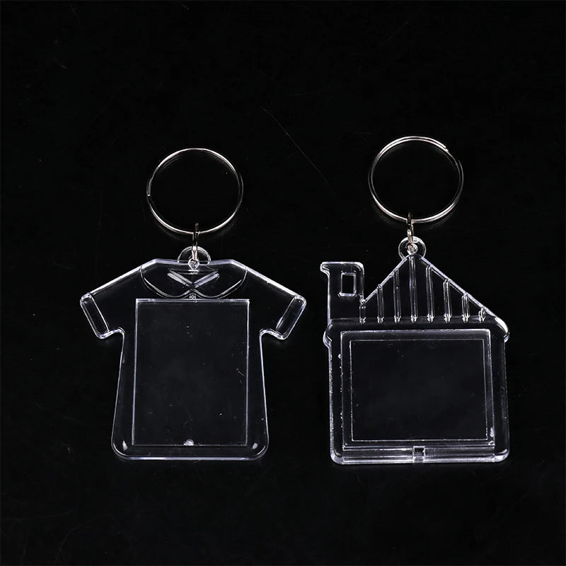 5pcs Blank Photo Frame Keychain Clear Acrylic Keyring Insert Photo Split Key Pendant DIY Key Holder Couple Anniversary Gifts
