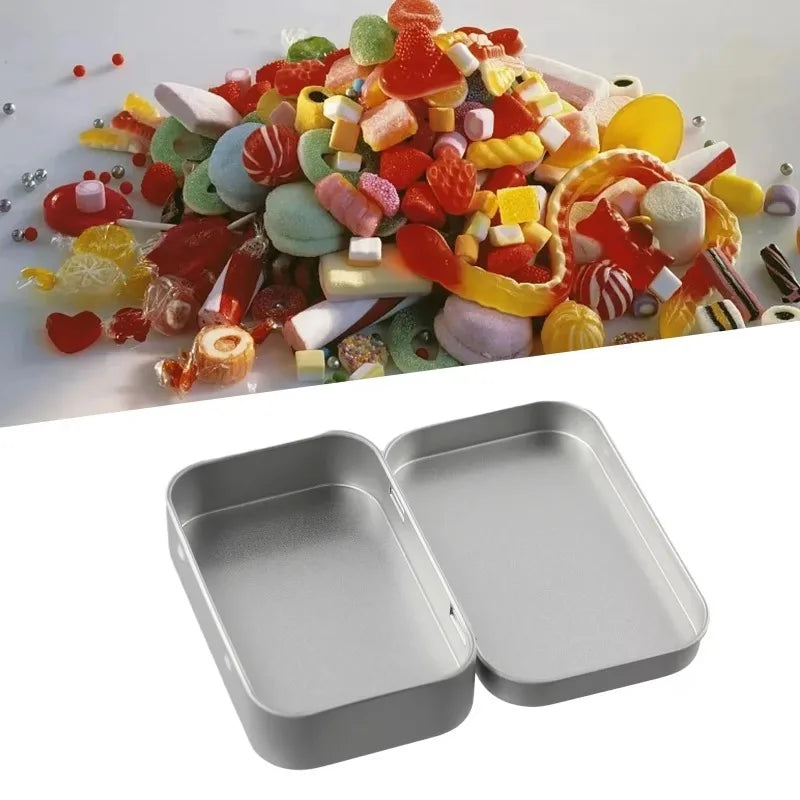Mini Metal Box Tin-Plated Slide Cover Storage Box Portable Jewelry Pill Cosmetic Cases Home Rectangular Empty Storage Container