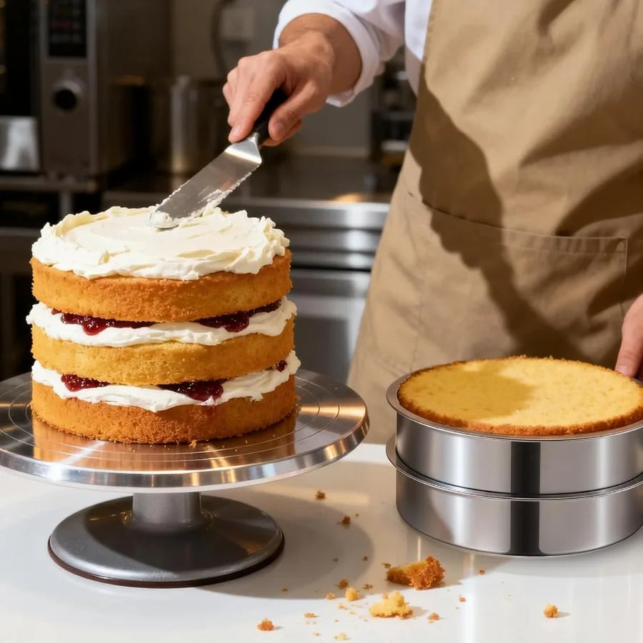 Set 4 Moldes Redondos de Acero Inoxidable 8" para Pasteles | Apilables | Lavavajillas 🎂