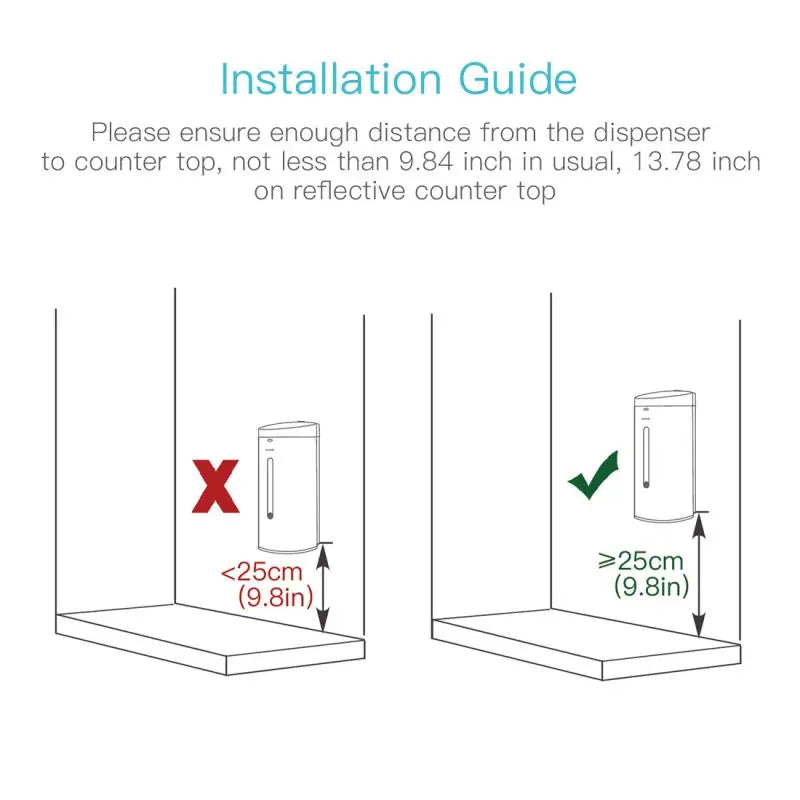 AIKE 1100ML Automatic Liquid Soap Dispenser Bathroom Hand Sanitizer Liquid Dispenser Stainless Steel Wall Mounted Soap Dispenser