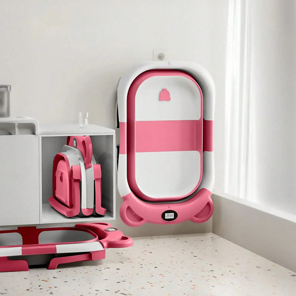 Bañera Portátil Plegable para Bebé con Termómetro y Cojín | 0-36 Meses