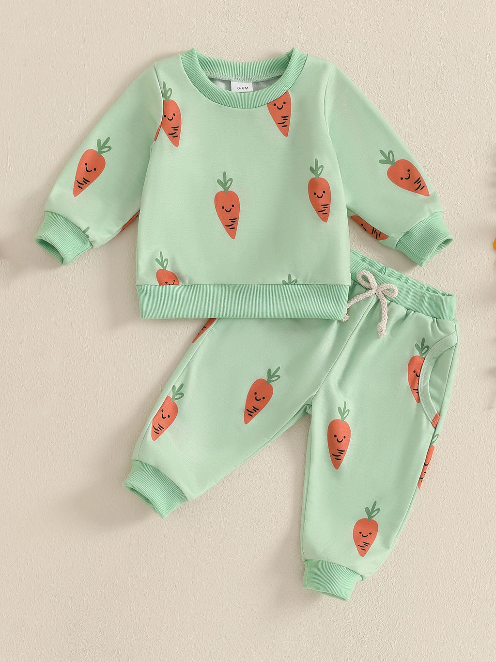 Cute Bunny Print Hooded Sweatshirt with Cozy Jogger Pants 2-Piece Outfit for Toddler Girls and Boys - Firu Total Sales
