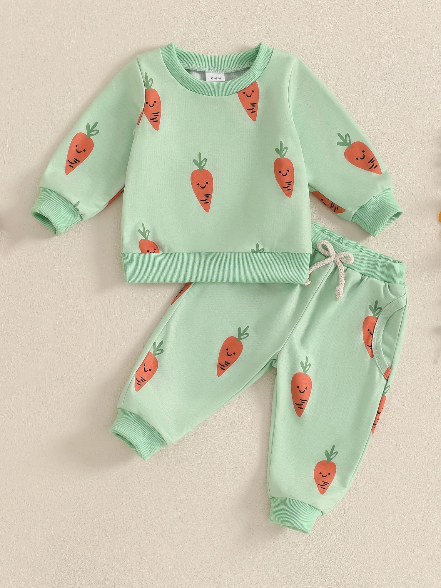 Cute Bunny Print Hooded Sweatshirt with Cozy Jogger Pants 2-Piece Outfit for Toddler Girls and Boys - Firu Total Sales